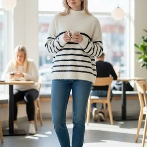 Striped White and Black Sweater